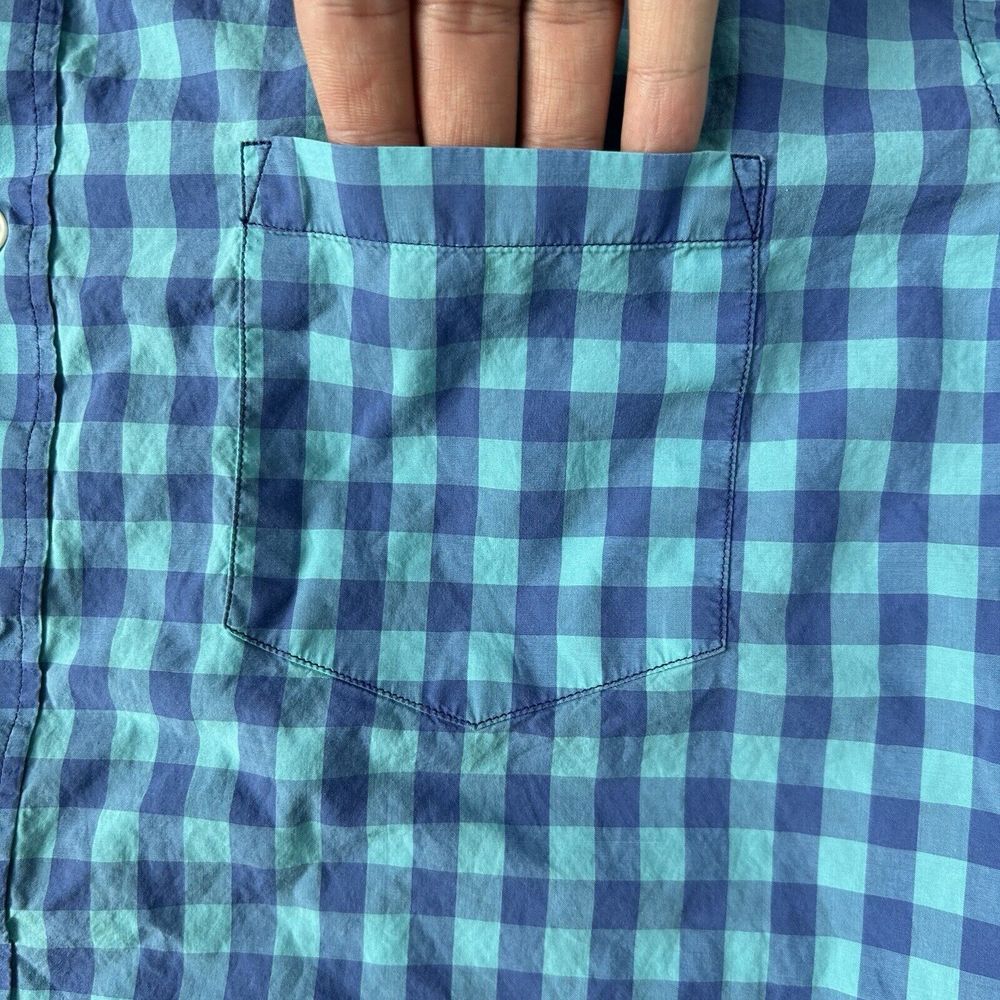 J Crew Shirt Men's Large Blue Light Weight Window Pane Plaid Cotton Button‎ Down - Picture 4 of 8